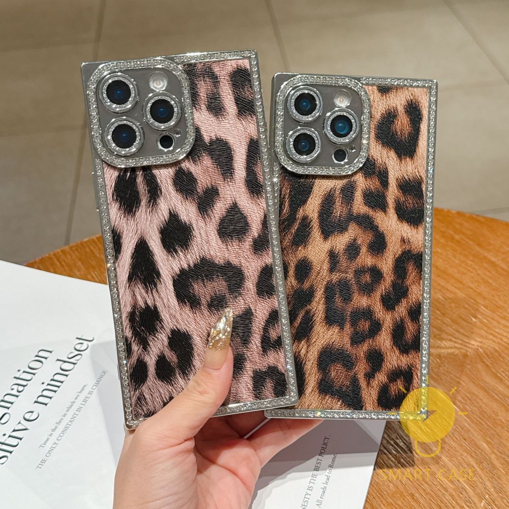 For เคสไอโฟน TPU Leopard Print Plating Leopard เคส Phone Case For iPhone 16 Pro Max Plus 15 14 13  Cover  Aesthetic Korean Cute