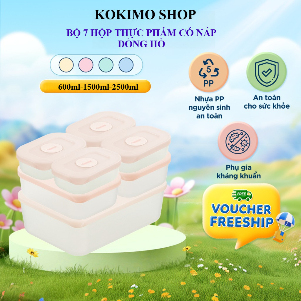 COMBO 7 กล่อง kokimo อาหารแช่แข็ง 600ml (4 กล่อง), 1500ml (2 กล่อง), 2500ml