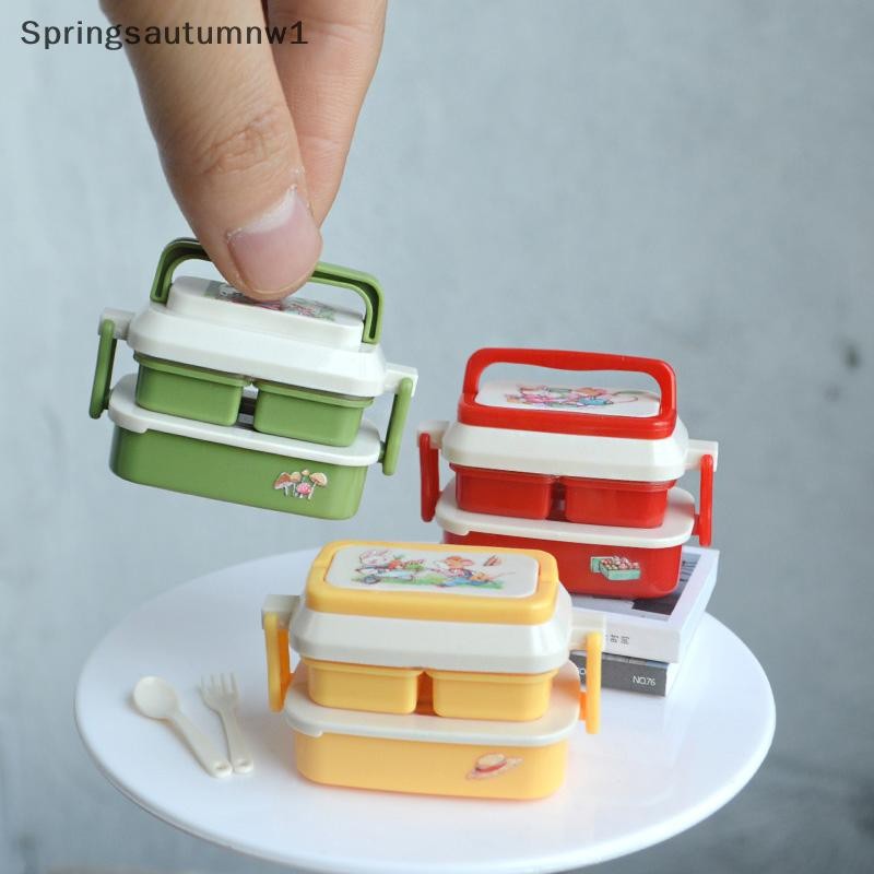 SPR 1/12 ตุ๊กตาจําลองกล่องอาหารกลางวันมือถือกล่องปิคนิคตุ๊กตาบ้านมินิบนโต๊ะอาหารห้องครัวตกแต่งแกล้งท