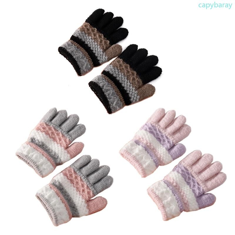 Cpy 1 คู่เด็กฤดูหนาวถุงมือถักลายเด็ก Coldproof Warm Full Finger ถุงมือชายหญิง Mittens