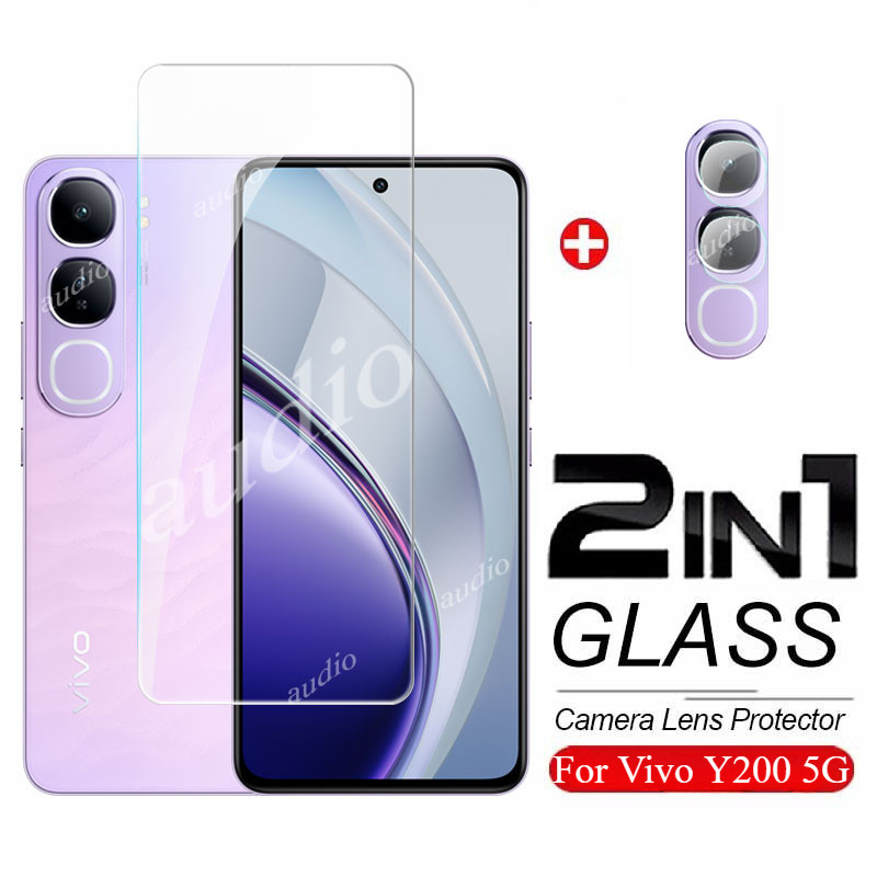 Vivo Y200 5G 4G 2in1 กระจกนิรภัยแบบเต็มหน้าจอป้องกันฟิล์มสําหรับVivo Y400 Y200 VivoY400 VivoY200 5G 