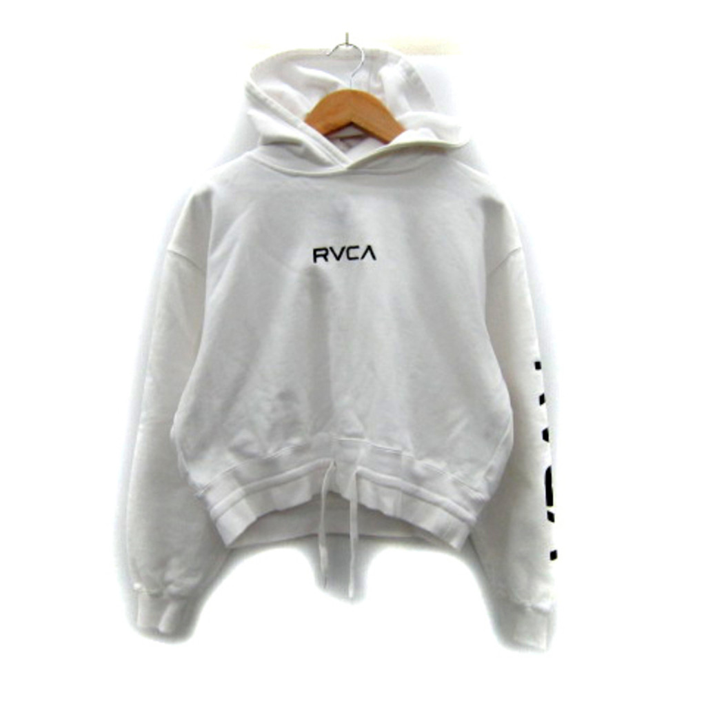 RVCA ลูก้า รถบ้าน เสื้อกันหนาวมีฮู้ดสั้นความยาวปักโลโก้ XS สีขาวส่งตรงจากญี่ปุ่น มือสอง
