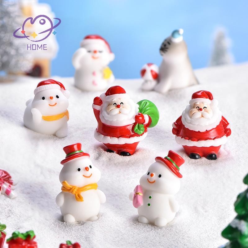 [mayhome] รูปปั้นหิมะซานตาคลอสเรซินขนาดเล็กรุ่นภูมิทัศน์ขนาดเล็ก DIY รูปปั้นสวนขนาดเล็กของตกแต่งบ้านปีใหม่ {TH}