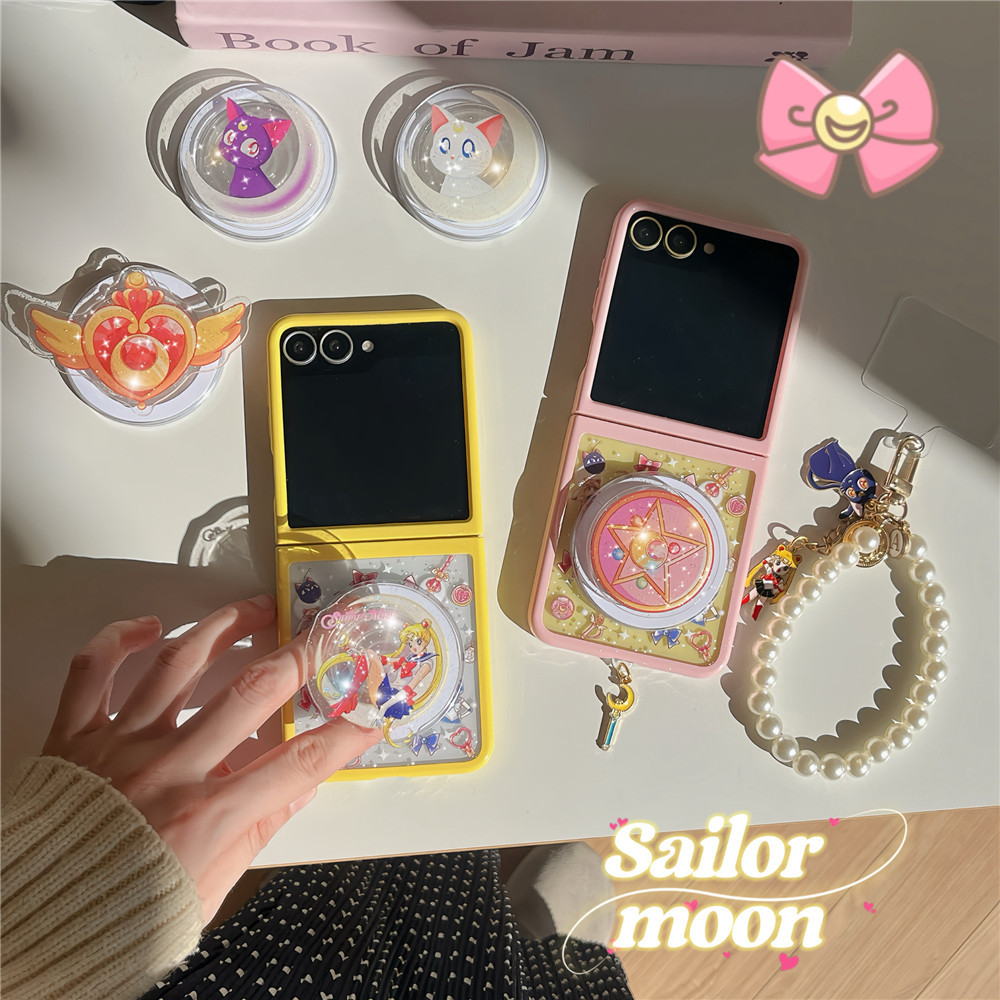 เซเลอร์มูน 2in1 เคสแข็งสําหรับ Samsung Z Flip 7 Z Flip 6/5 กรณี PC กันกระแทกโทรศัพท์กลับน่ารักกรณี