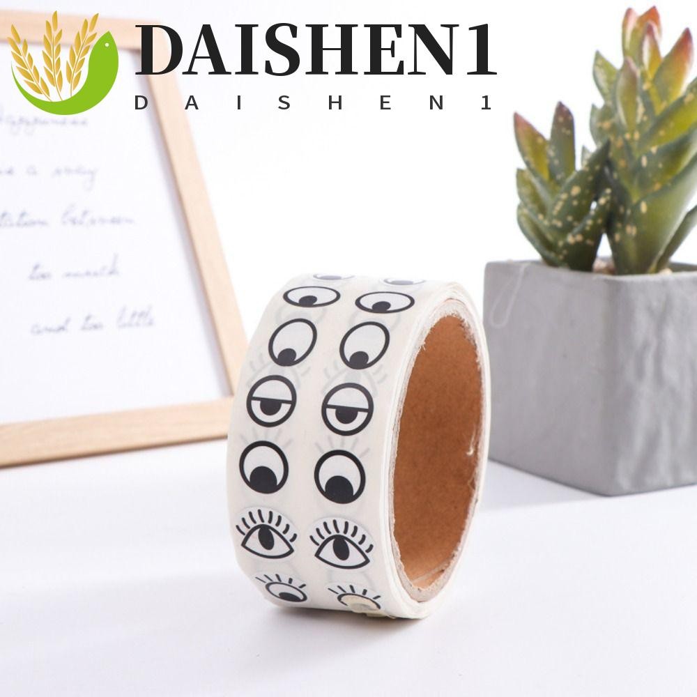 ดาishen1 1000ชิ้น/ม้วนสติกเกอร์ตาพรีเมี่ยม,กาวในตัวนํามาใช้ใหม่มินิตารูปสติกเกอร์,งานฝีมือที่ทนทานสีดําสีขาวออกแบบของขวัญเครื่องเขียนสติกเกอร์ฮาโลวีนตกแ