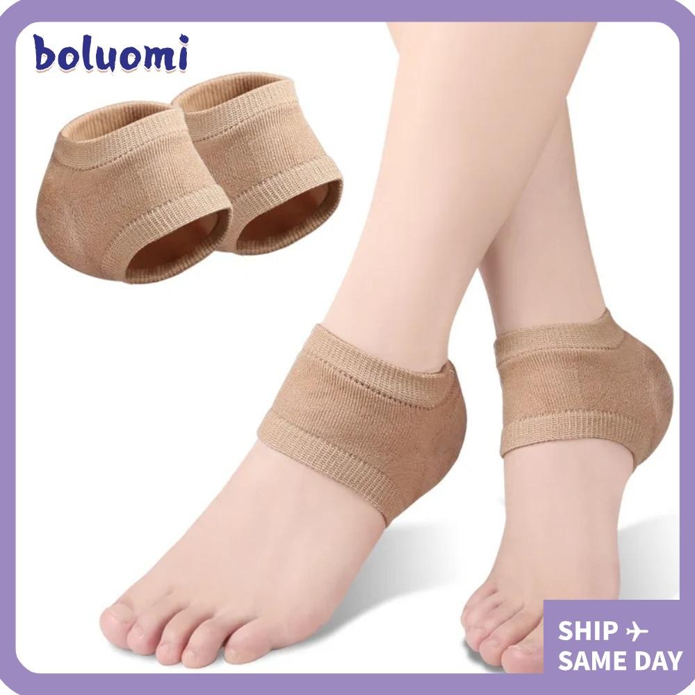 Bolumi ฝาครอบป้องกันส้นเท้า, ซิลิโคนให้ความชุ่มชื้น Plantar Fasciitis Heel Socks, แผ่นรองเท้าโพลีเอสเตอร์บรรเทาอาการปวดป้องกันการแตกร้าว