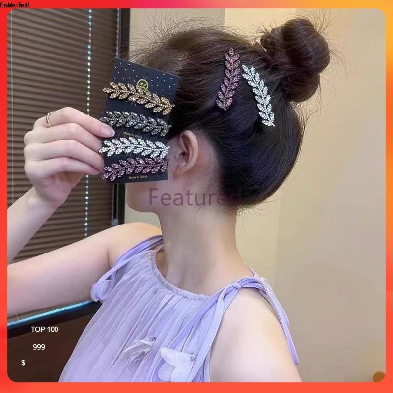 Featured กิ๊บติดผมหูข้าวสาลีคุณภาพสูงสไตล์เกาหลี rhinestone กิ๊บติดผมเรียบหรู