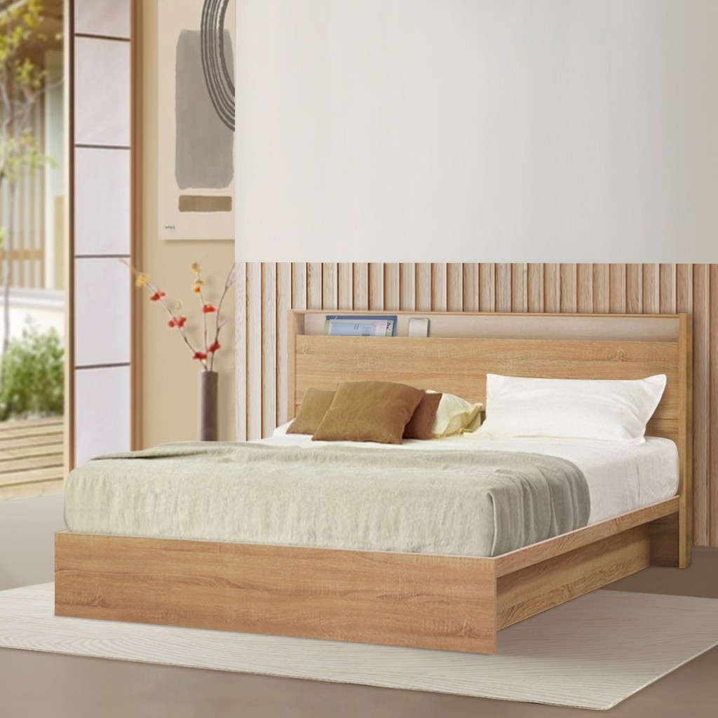 Looms เตียง 5 ฟุต รุ่น Kyoto สีไม้อ่อน (162X214X105 ซม.) แบรนด์ LOOMS
