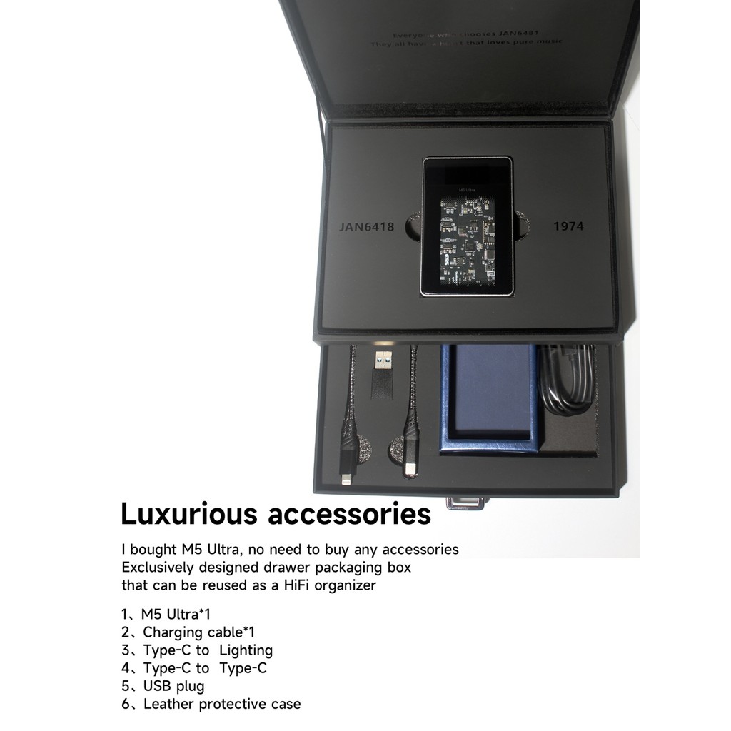 Musehifi M5 Ultra Hi-Res แบบพกพาบลูทูธ USB DAC & AMP QCC5125 ชิปเซ็ตสูญญากาศหลอดจอแสดงผลเครื่องขยายเสียงหูฟัง