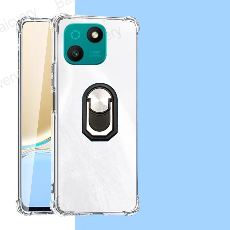 เคสสําหรับ Wiko T10 W-V673-01 T50 W-P861-02 T3 เคสใสโปร่งใสพร้อมขายึดแหวนแม่เหล็กสีสันสดใส