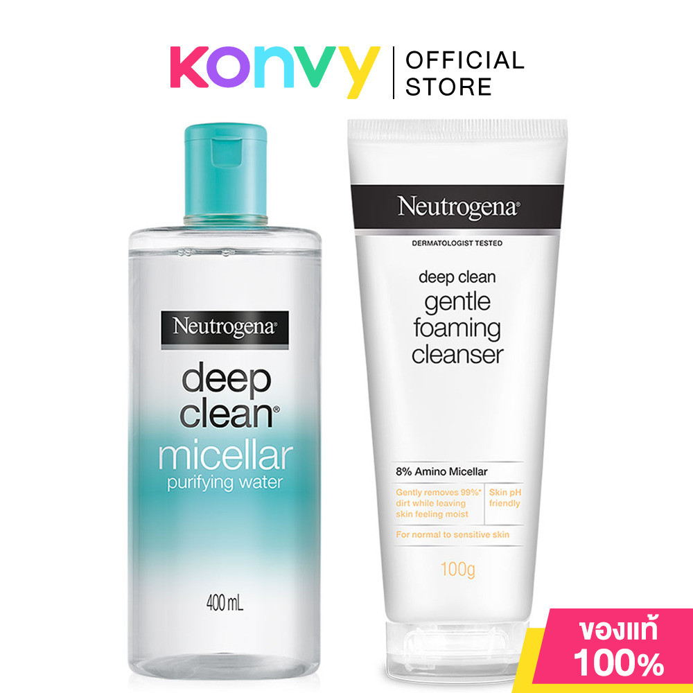 Neutrogena Duo Set 4 Deep Clean Gentle Facial Cleanser 100g + Deep Clean Micellar Purifying Cleansing Water 400ml.