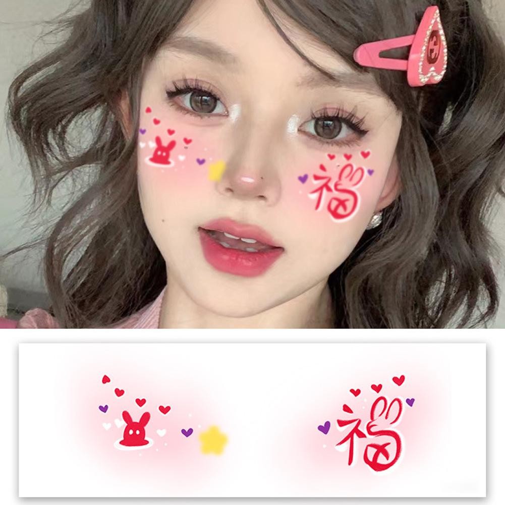 คริสต์มาสแต่งหน้าสติกเกอร์ใบหน้าผู้หญิงสติกเกอร์รอยสักทิ้ง รูปที่ 8