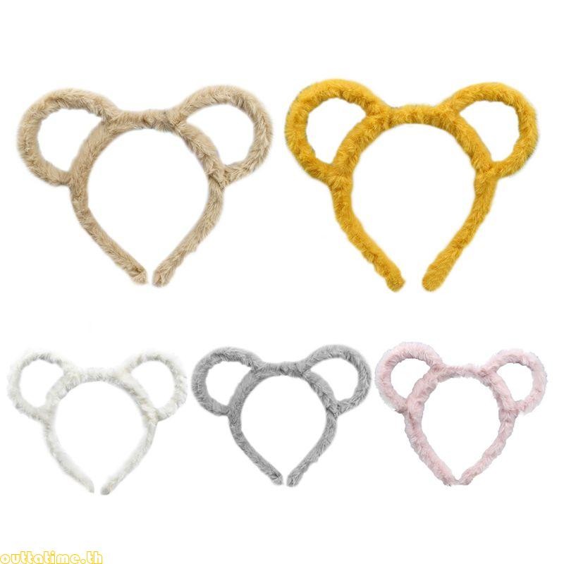 Time Lovely Headbands Student Live Broadcast Hairbands Bear Ear Hair Hoop สีสันสดใส
