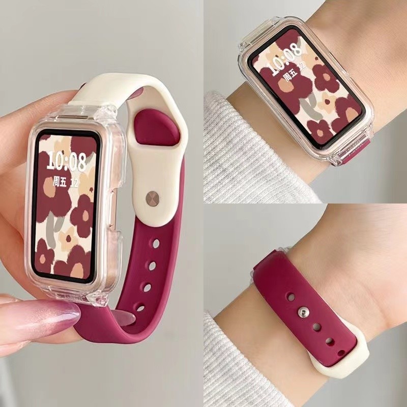 สายซิลิโคนสําหรับ Huawei Band 10/9/8/7/6/6Pro นาฬิกาสําหรับ Honor Band 9 7 6 แฟชั่นสีทึบสร้อยข้อมือนุ่มเปลี่ยนสายรัดข้อมือ – โปรปัง