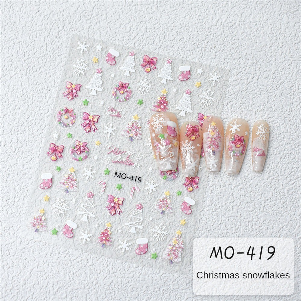 ✨ สติกเกอร์ติดเล็บลายคริสต์มาส 5D ลายนูนสามมิติ เกล็ดหิมะซานต้าน่ารัก กวางเอลค์ ขนมปังขิง สติกเกอร์ติดเล็บพร้อมกาวติดเครื่องประดับ (SPRING) - รูปที่ 2