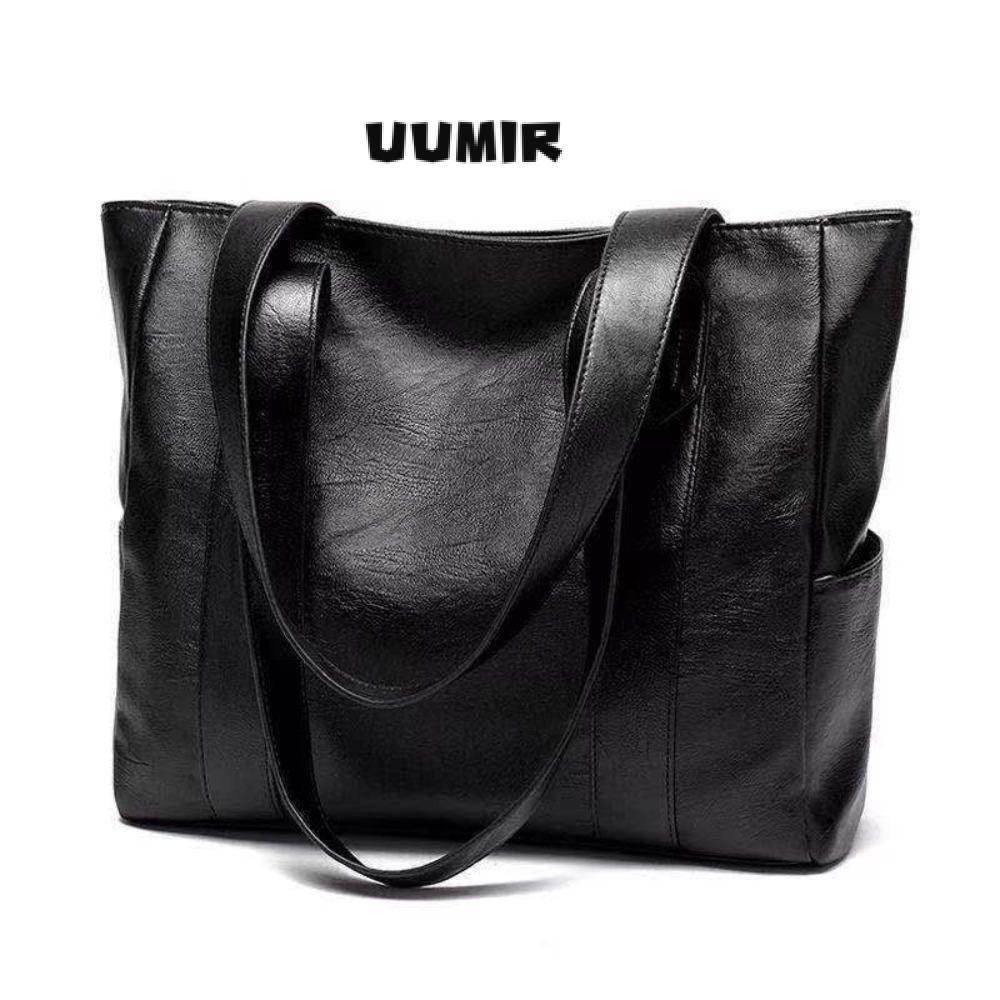 Uumir กระเป๋าถือวินเทจ กระเป๋าหนัง PU PU นุ่ม กระเป๋าสะพายสีทึบอเนกประสงค์ทรงสี่เหลี่ยม