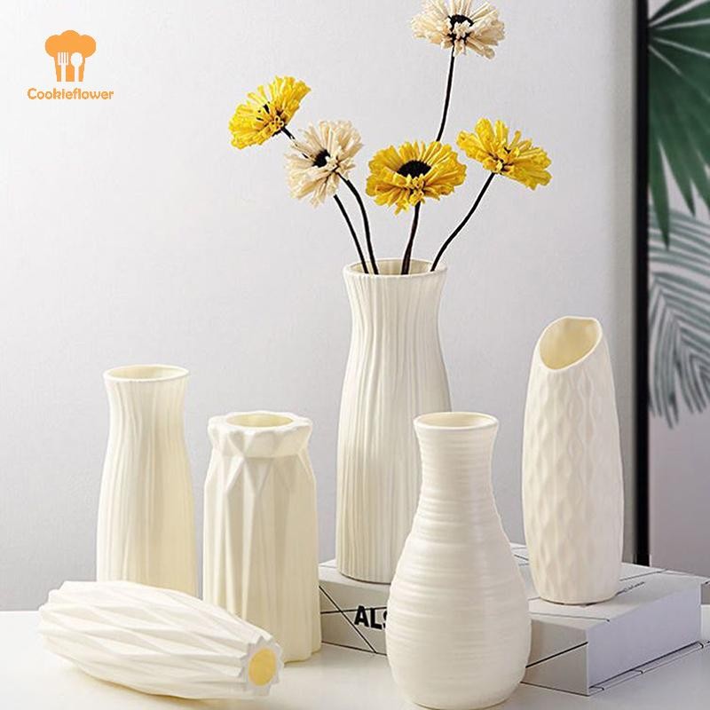 Ckfr Nordic แจกันพลาสติกเลียนแบบเซรามิคดอกไม้หม้อห้องนั่งเล่น Desktop Home Dining งานแต่งงานตกแต่งตารางเครื่องประดับ Ваза ля ветов ใหม่