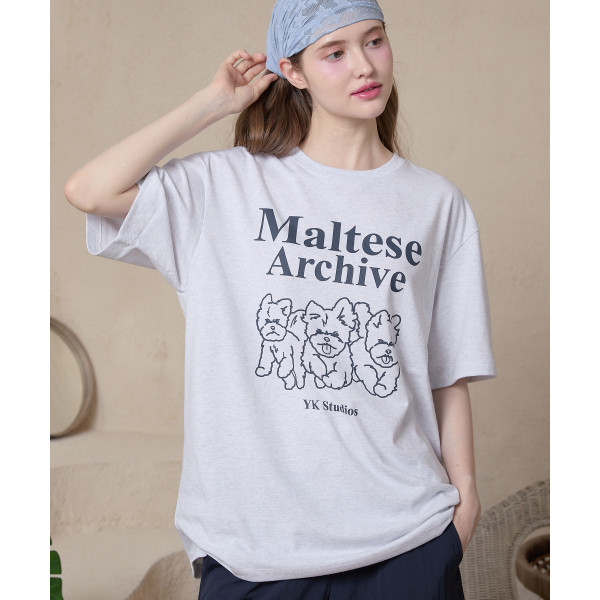 Kr [WAIKEI][Maltese-archive] เสื้อยืดแขนครึ่ง พิมพ์ลายกราฟฟิค (UNISEX) ของแท้ 100%! tee