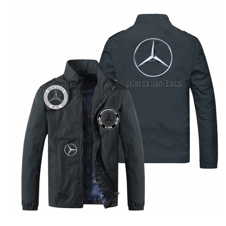 Mercedes-benz Logo Racing Jersey เสื้อแจ็คเก็ตขี่จักรยาน Stand Collar Zipper Jacket Cycling Jers