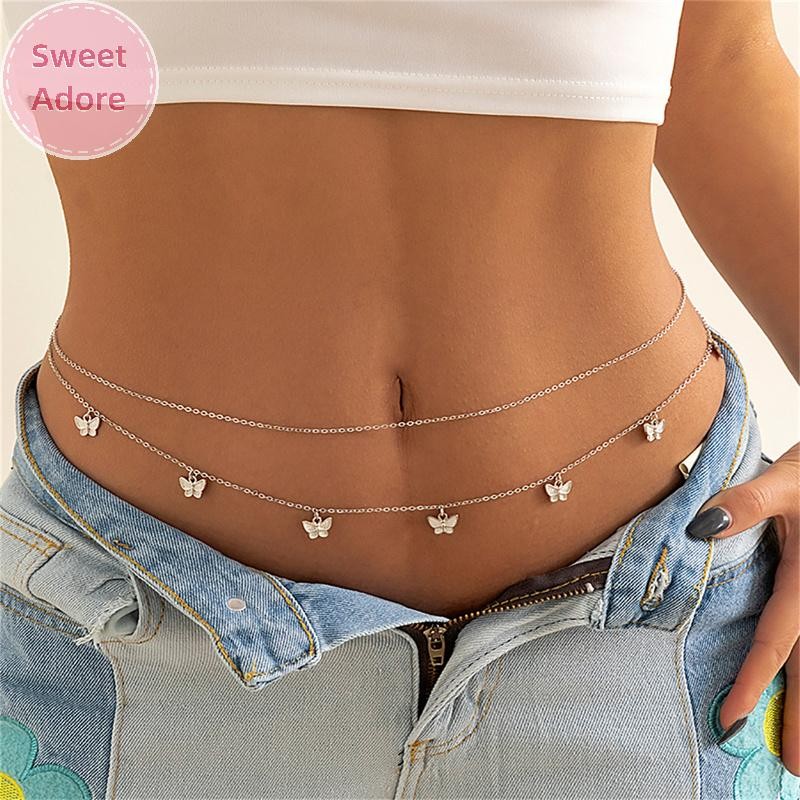 Sweetadore เซ็กซี่คู่ผู้หญิงผีเสื้อจี้เอวโซ่ฤดูร้อนชายหาดบิกินี่ Body Chain TH