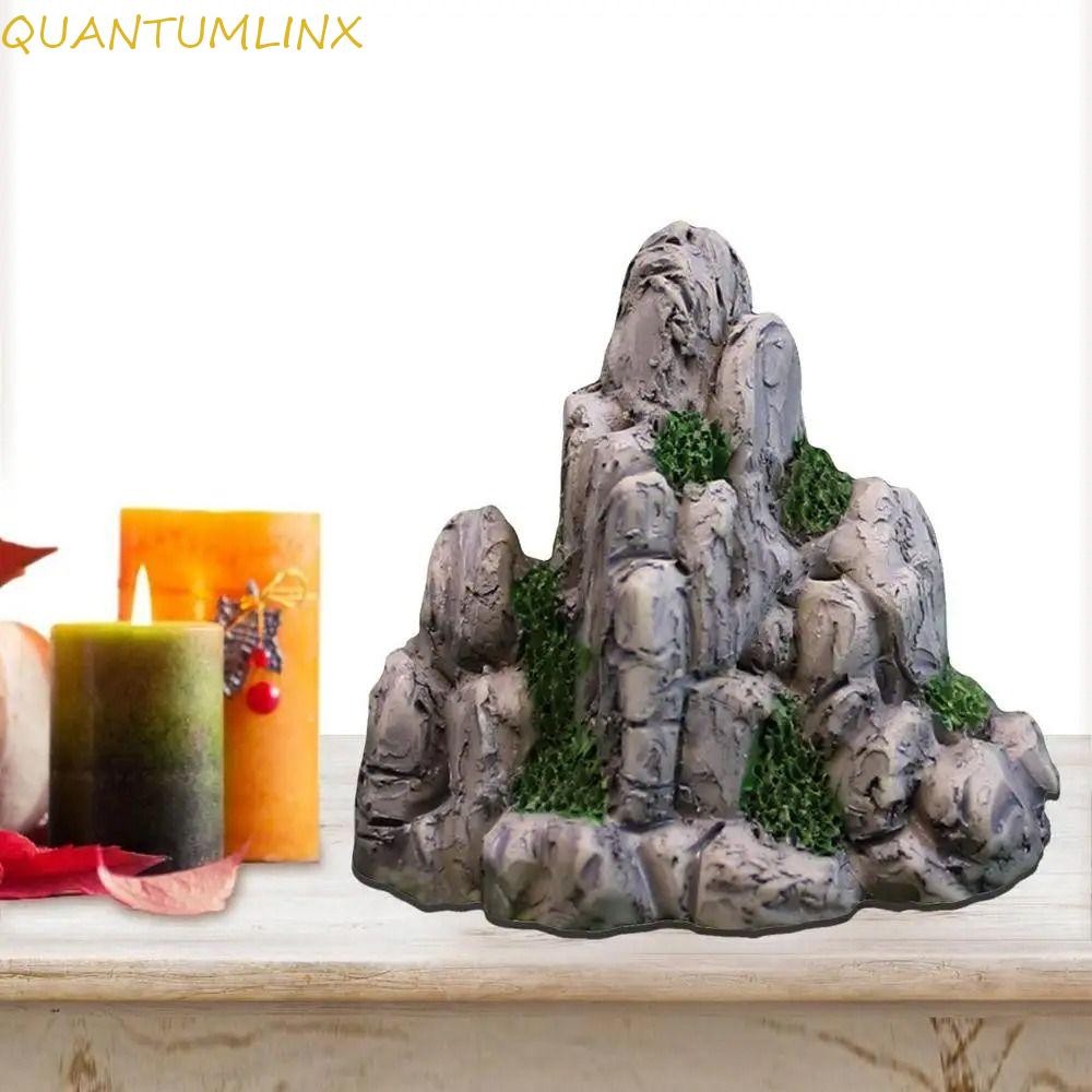 Quantuml Miniature Rockery เครื่องประดับ,งานฝีมือเรซินจําลองภูเขาปลอม,Micro Landscape Decor Mini ที่สมจริง DIY Mountain Stone รูปปั้นโต๊ะทราย
