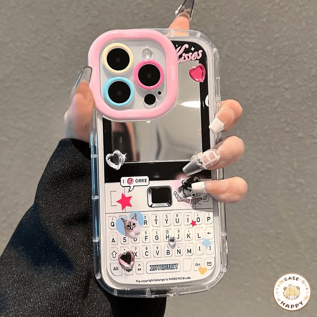 สติกเกอร์คีย์บอร์ดสร้างสรรค์รักดาวลูกแมว เคสiPhone 16 11 13 Pro Max 14 15 12 Pro Max X XR XS Max 7 15 16 8 Plus SE 2020