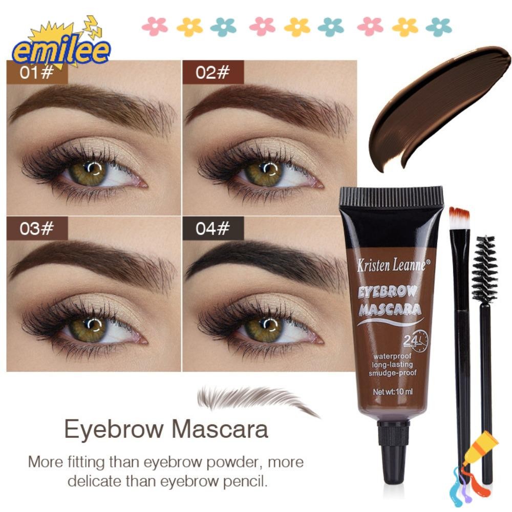 Emilee Brow , ครีมเขียนคิ้วสีน้ําตาลดํา, Wild Tinted Thickening Long lasting Eyebrow Brush Makeup