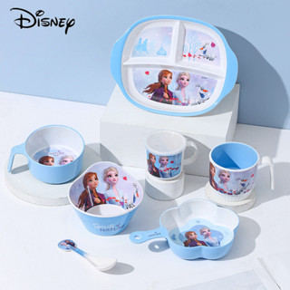 ชุดอาหารเด็กน่ารักและทนทานพร้อมถ้วยและจานจับการ์ตูน เอลซ่า แ…