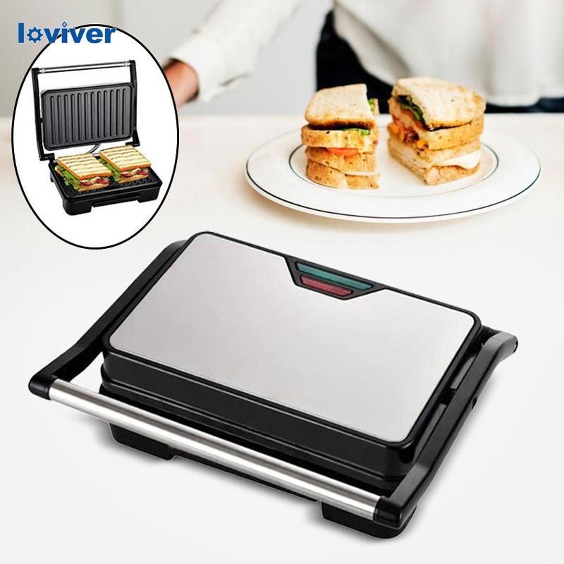 [Loviver] Panini Press เครื่องอบขนมปังขนาดกะทัดรัดสําหรับแซนวิชอาหารเช้าสเต็ก