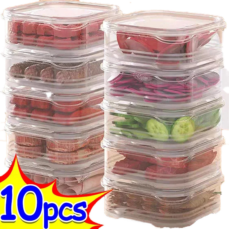 ตู้เย็น Frozen Meat Crisper - ที่เก็บปิดผนึกอาหาร - กล่องเก็บสดโปร่งใส - ห้องครัวผักข้าวผลไม้คอนเทนเนอร์