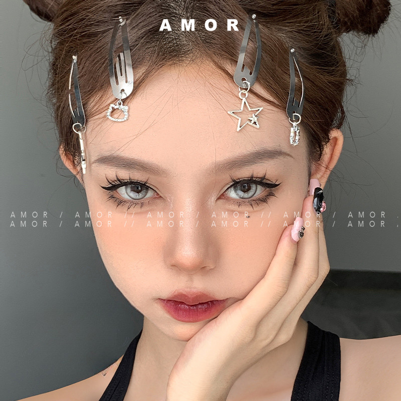Y2k จี้รูปดาวโลหะ bb คลิปกิ๊บติดผมหน้าผากกิ๊บติดผมหัก