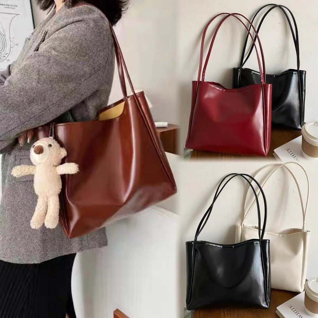 BM-shop2 กระเป๋าใบใหญ่สำหรับผู้หญิงสะพายข้างได้ถือได้หนัง pu สีพื้นๆ — SP2123  ราคาโปรโมชั่นถูกมากค่ะ