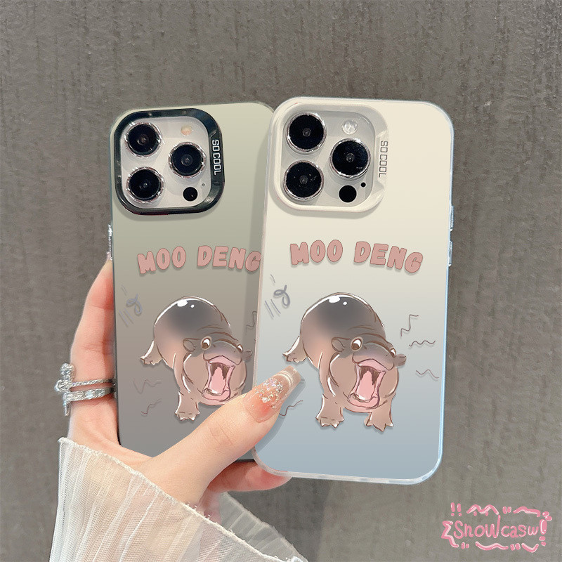 เคสไอโฟน 11 สำหรับIPhone 15 16 13 14 12 Pro Max 8 16 7 14 13 Plus XS X XR Max SE 2020 การ์ตูนตลกรูปแบบ Moo Deng น่ารัก