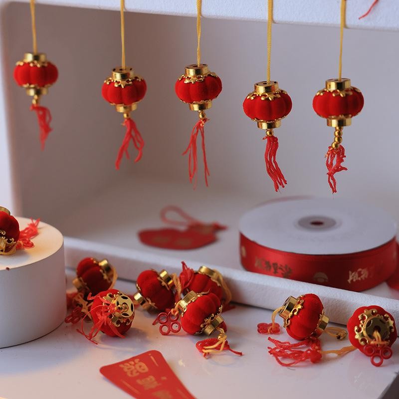 โคมแดงตรุษจีน จี้โคมสีแดง โคมเทศกาล ขนาดเล็ก สำหรับแขวนประดับตกแต่งบ้าน ต้นไม้ งานรื่นเริง - รูปที่ 4