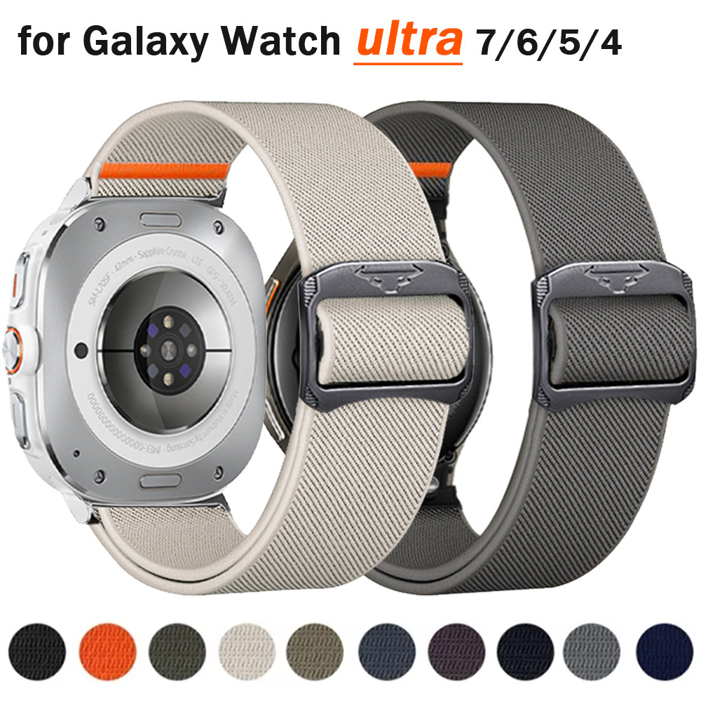 สายรัดไนลอนสําหรับ Samsung Galaxy Watch Ultra 47 มม.กีฬาห่วงนาฬิกาสร้อยข้อมือ Correa สําหรับ Galaxy Watch 7 6 5 4 40 44 มม.อุปกรณ์เสริม