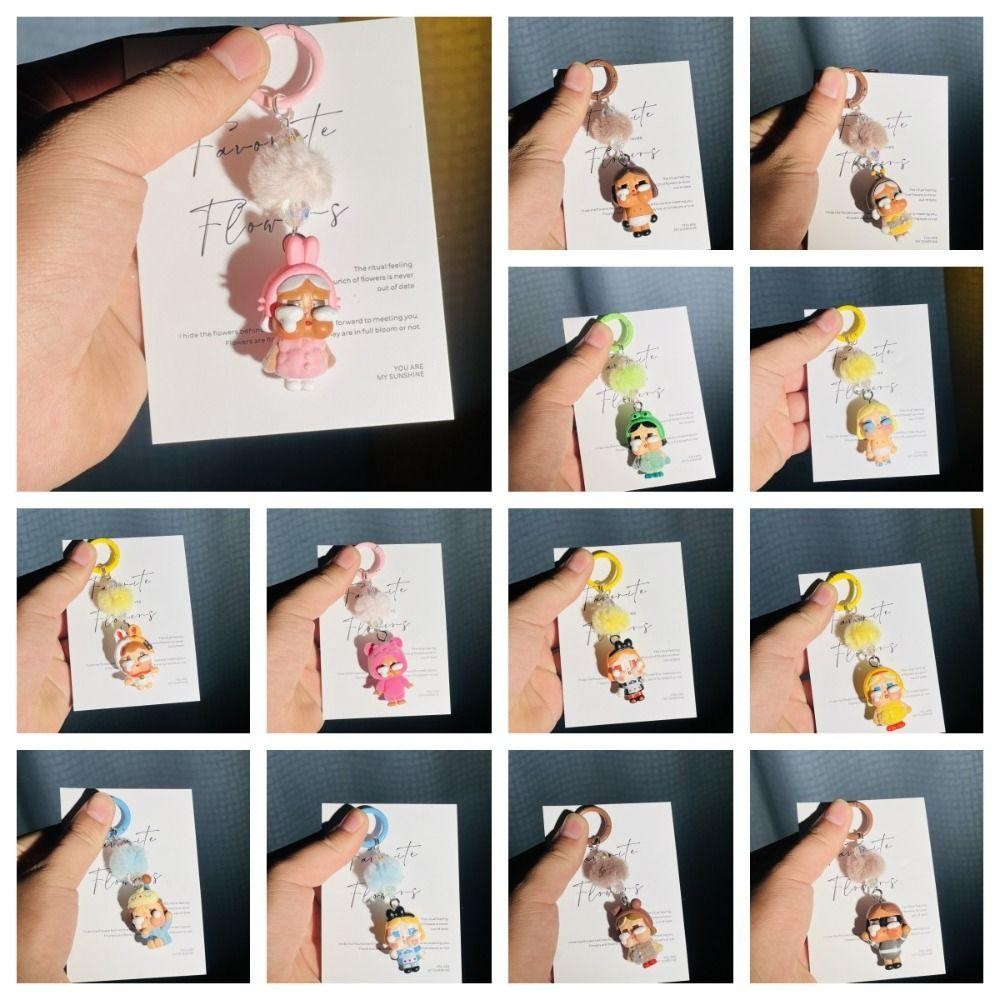 Jsjjingp Flocking Crybaby Key Ring, ซิลิกาเจลตุ๊กตาชุดตุ๊กตาพวงกุญแจ, Creative Pile เคลือบ Handmade Cross Dressing การ์ตูนโทรศัพท์ Chain เครื่องประดับ