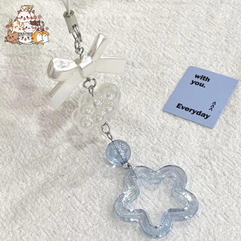 พวงกุญแจโบว์สตรอเบอร์รี่น่ารัก Y2k ลูกปัดรูปหัวใจ Bagpack เครื่องประดับแฟชั่น