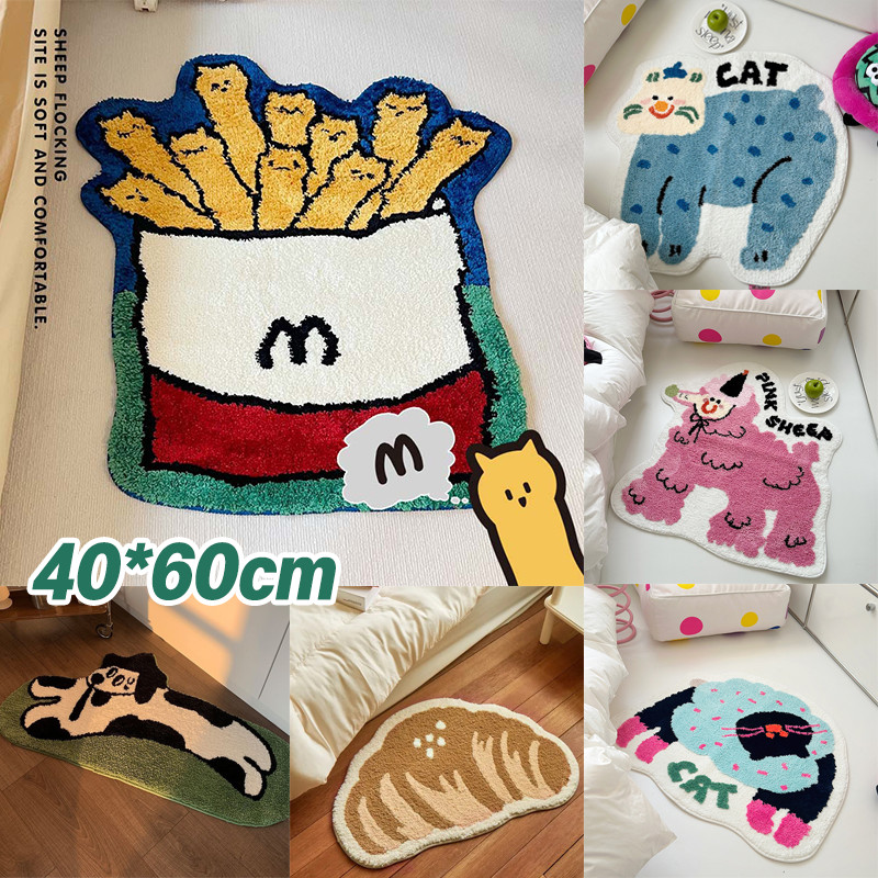 พร้อมส่ง🍟พรมปูพื้น พรมการ์ตูน พรมนิ่ม พรมเช็ดเท้าน่ารัก 40X60cm ดูดซับน้ำได้ดี ขนนุ่ม ลายน่ารักสุดๆ สําหรับตกแต่งบ้าน