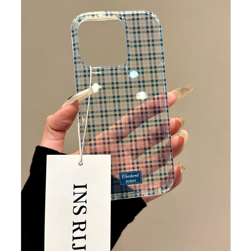 ตาข่ายสีเขียวกึ่งโปร่งใสเหมาะสําหรับ iPhone16promax เคสโทรศัพท์ Apple 11/12/13/14/15 กันกระแทก Niche ญี่ปุ่นเกาหลี HWOV