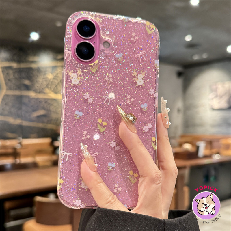 สําหรับ IPhone 16 Promax Bow ดอกไม้สีฟ้าเคสโทรศัพท์ 11 12ProMax 15 Pro ใหม่ 16 บุคลิกภาพ 13 14 Pro XR XS Max 7 8Plus ป้องกันกรณี SF – โปรปัง