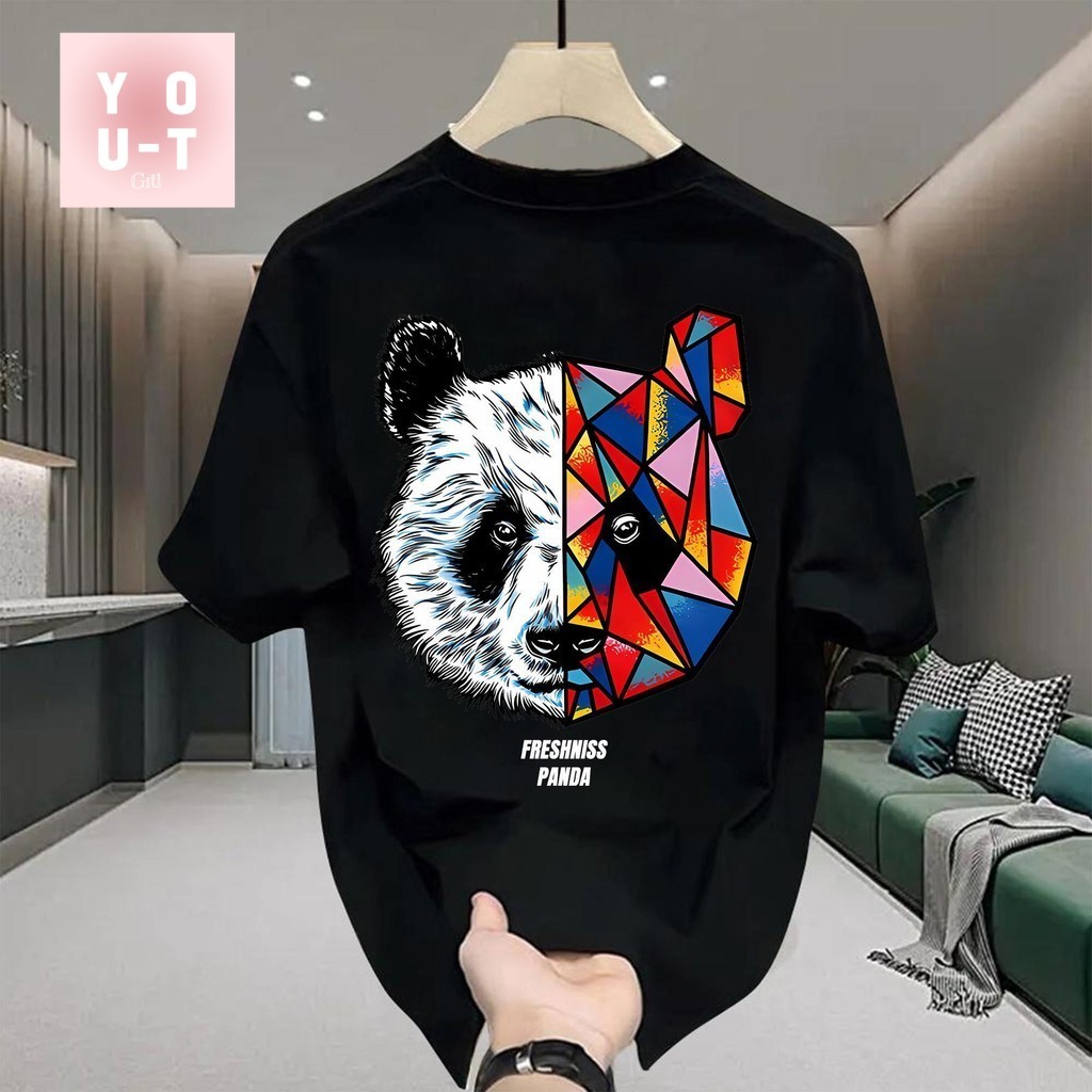 YOU-T🕶️เสื้อยืด oversize ไม่หด  ผ้าฝ้าย100% เสื้อเท่ๆ คุณภาพสูง สวมใส่สบาย  เฟรชนิสส์ ลายแพนด้า S-4XL