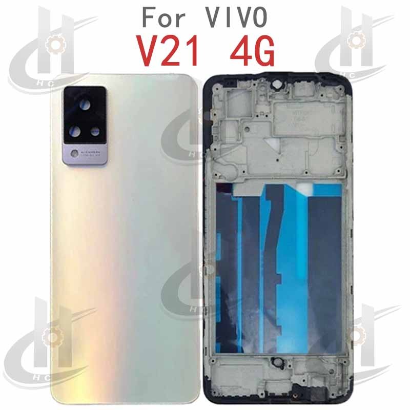 Lcd กรอบด้านหน้าสําหรับ VIVO V21 5G 4G V2050 แบตเตอรี่ฝาหลังกรอบกลางและปุ่มเลนส์กรอบกล้อง - รูปที่ 5