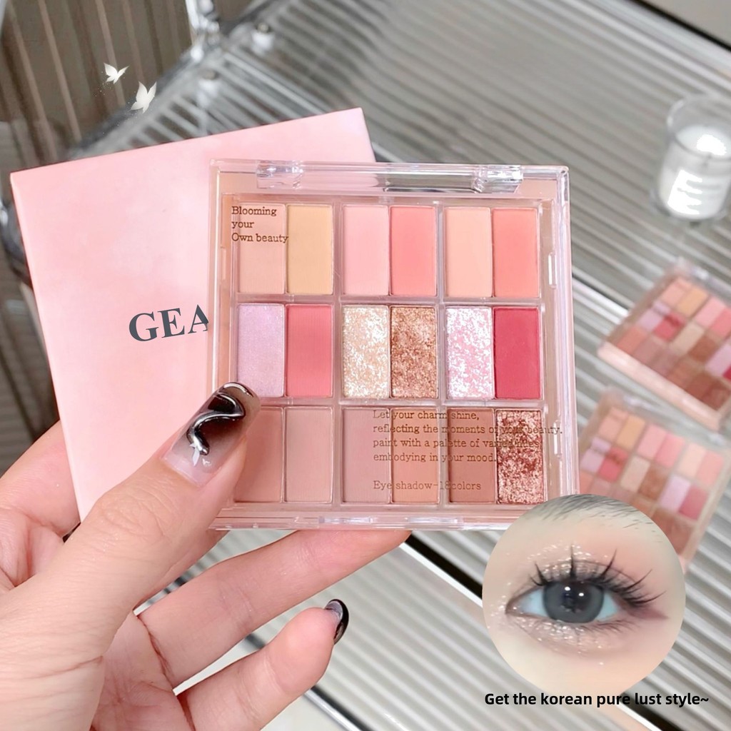 พาเลทอายแชโดว์ 18 สีพร้อม Pearl Shimmer Matte Finish Melon - Pink Blush and Contour, Non - Flying Po
