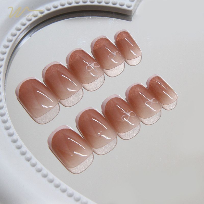 Windind 🔥🇹🇭ร้านไทย เล็บปลอม ตล์โมเดิร์น ใช้งานง่าย 24ชิ้น พร้อมส่ง ทำเล็บฝรั่งเศส สดถอดออกได้ น่ารัก - รูปที่ 4