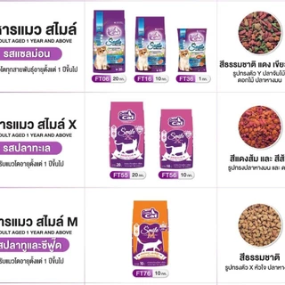 [[ขนาด 10 กิโล ]] อาหารแมว Catty Cat Smile รสปลาแซลม่อน เม็ด 4 สี ลดก้อนขนในท้อง โปรตีนสูง ขนาด 10 กิโล