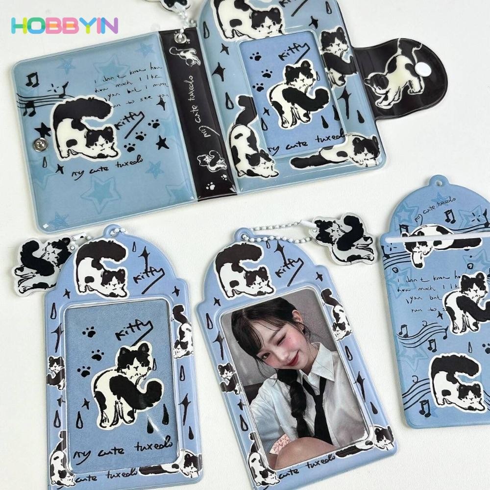 Hobbyin กระเป๋าใส่บัตรน่ารัก, ลายแมว PU Multi Card Sleeve, กระเป๋าเก็บการ์ดแบบพกพา