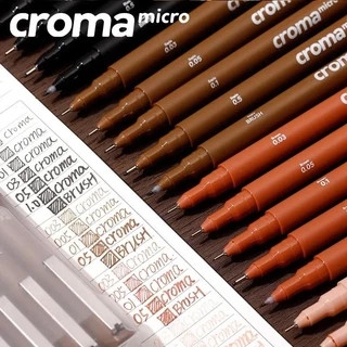 Croma Micro Fineliner Art ปากกาประดิษฐ์ตัวอักษรชุดเข็มนุ่มเคล็ดลับศิลปินวาด Sketching สีดํา/สีน้ําตาล/ผิว