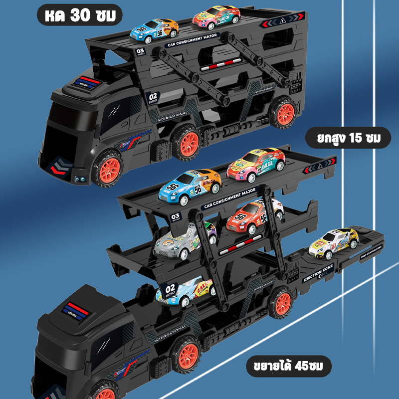 รถของเล่น รถบรรทุก ของเล่นเด็กรถบรรทุกตู้คอนเทนเนอร์ขนาดใหญ่ แถมโมเดลรถอัลลอยอีก 6 แบบ สำหรับของขวัญเด็ก - รูปที่ 3