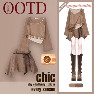 สไตล์ใหม่รับหน้าร้อน🌈OOTDชุดเซ็ท3ชิ้น🌟กลวงเสื้อแขนยาว+เสื้อก…