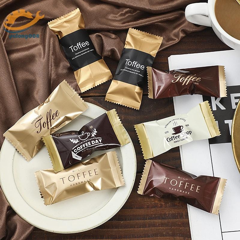 [MR] 100 ชิ้น 4*9 เซนติเมตรทิ้งหนากาแฟน้ําตาลถุงเบเกอรี่ DIY คู่มือทอฟฟี่ลูกอมช็อคโกแลตเครื่องปิดผนึ